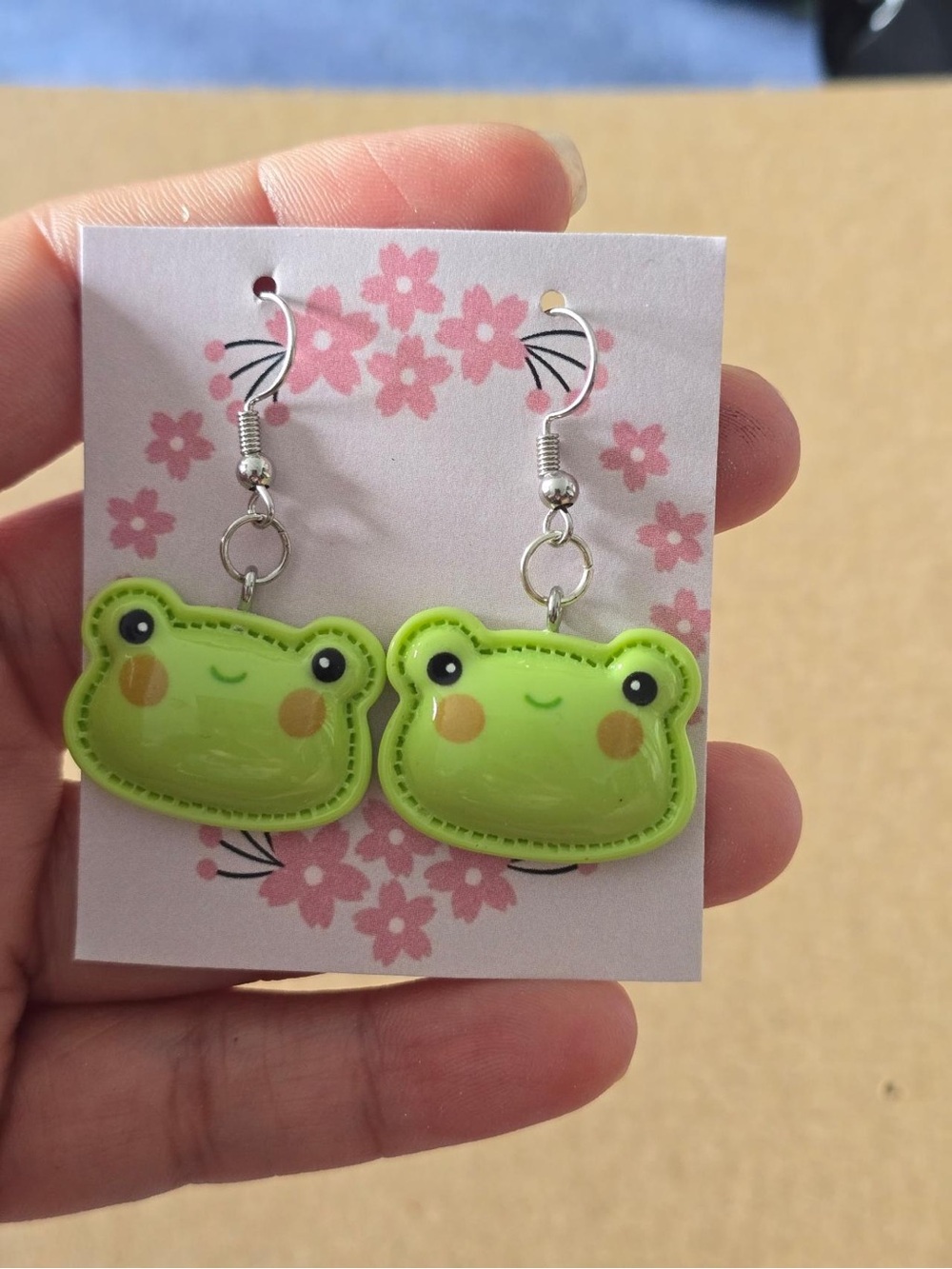 Cute Green Frog Dangle Earrings for Kids